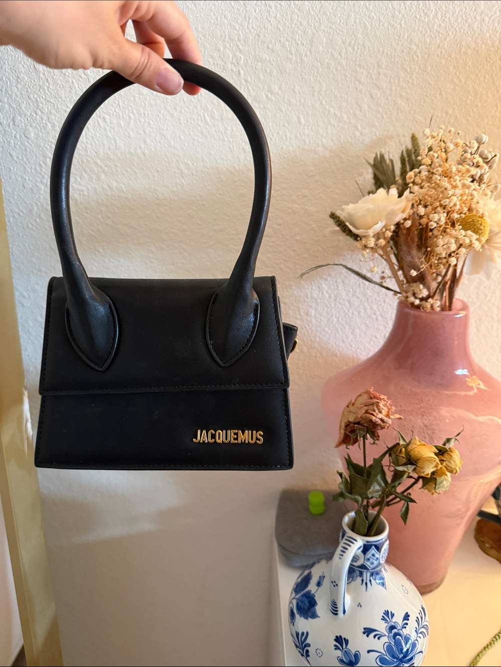 Jacquemus Black Le Chiquito Mini Handbag with Gold Logo